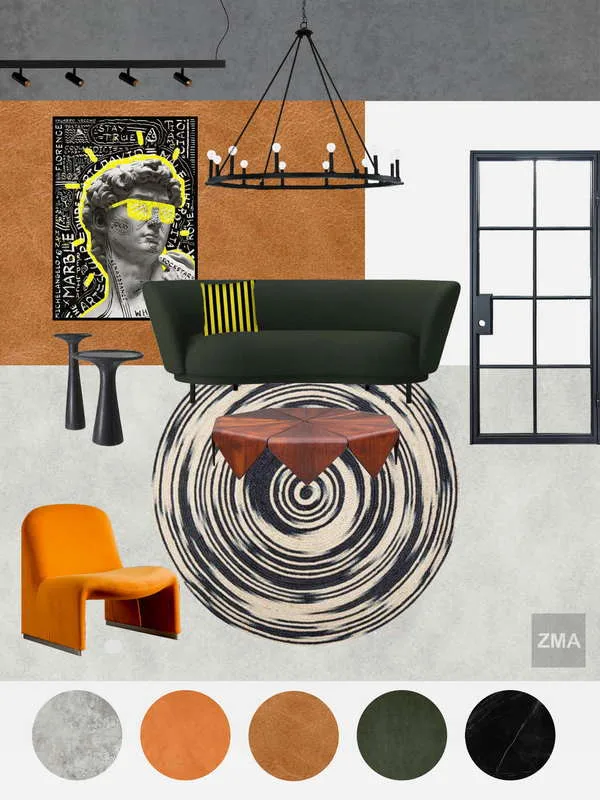A moodboard ZMA produced for a Loft-style apartment